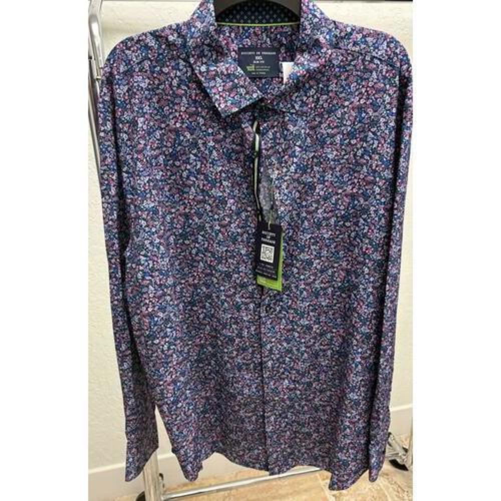 Society of Threads Button-Down Shirt Men's Regular Fit Non-Iron Performance